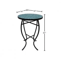 Lori 14 in. Blue 21 in. Round Tile End Table by SAINT BIRCH 11 Lori 14 in. Blue 21 in. Round Tile End Table by SAINT BIRCH -Basicwise Online Shop blue saint birch end side tables sbshomt007 40 1000
