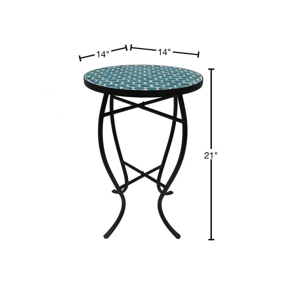 Lori 14 in. Blue 21 in. Round Tile End Table by SAINT BIRCH 3 Lori 14 in. Blue 21 in. Round Tile End Table by SAINT BIRCH - Image 3