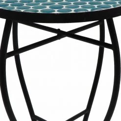 Lori 14 in. Blue 21 in. Round Tile End Table by SAINT BIRCH 15 Lori 14 in. Blue 21 in. Round Tile End Table by SAINT BIRCH -Basicwise Online Shop blue saint birch end side tables sbshomt007 44 1000