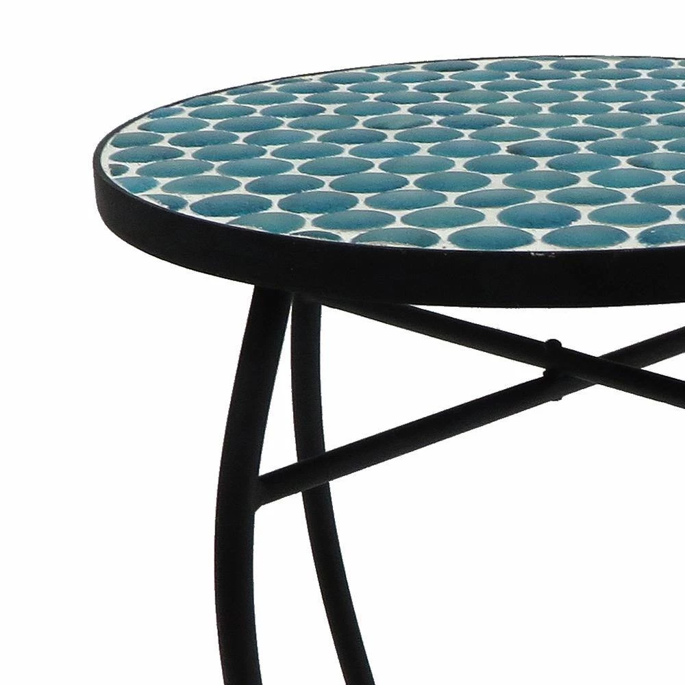 Lori 14 in. Blue 21 in. Round Tile End Table by SAINT BIRCH 5 Lori 14 in. Blue 21 in. Round Tile End Table by SAINT BIRCH - Image 5
