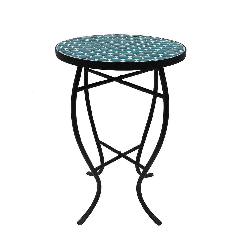 Lori 14 in. Blue 21 in. Round Tile End Table by SAINT BIRCH 1 Lori 14 in. Blue 21 in. Round Tile End Table by SAINT BIRCH