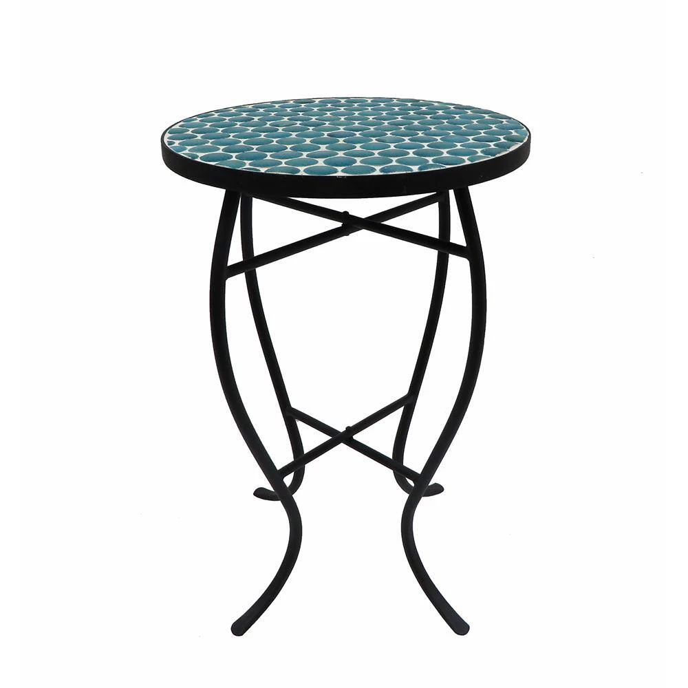 Lori 14 in. Blue 21 in. Round Tile End Table by SAINT BIRCH 2 Lori 14 in. Blue 21 in. Round Tile End Table by SAINT BIRCH - Image 2