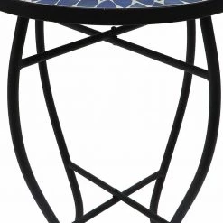 Lori 14 in. Blue 21 in. Round Tile End Table by SAINT BIRCH -Basicwise Online Shop blue saint birch end side tables sbshomt012 44 1000