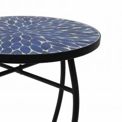 Lori 14 in. Blue 21 in. Round Tile End Table by SAINT BIRCH -Basicwise Online Shop blue saint birch end side tables sbshomt012 4f 1000