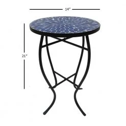 Lori 14 in. Blue 21 in. Round Tile End Table by SAINT BIRCH -Basicwise Online Shop blue saint birch end side tables sbshomt012 76 1000
