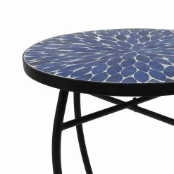 Lori 14 in. Blue 21 in. Round Tile End Table by SAINT BIRCH -Basicwise Online Shop blue saint birch end side tables sbshomt012 c3 1000