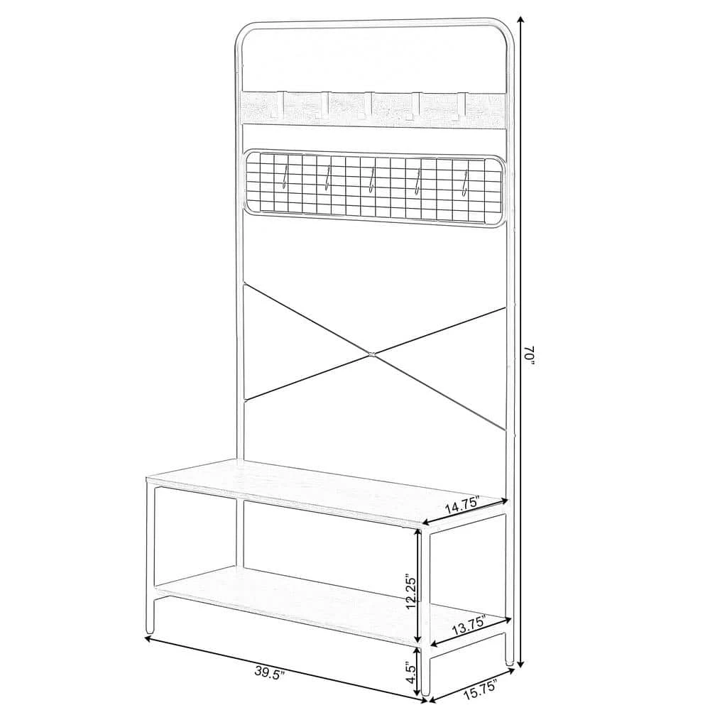 Vintage Brown Coat Rack Hall Tree with Storage for Entryway with 10-Hooks and Storage by Basicwise 7 Vintage Brown Coat Rack Hall Tree with Storage for Entryway with 10-Hooks and Storage by Basicwise - Image 7