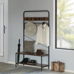 Vintage Brown Coat Rack Hall Tree with Storage for Entryway with 10-Hooks and Storage by Basicwise 9 Vintage Brown Coat Rack Hall Tree with Storage for Entryway with 10-Hooks and Storage by Basicwise -Basicwise Online Shop brown basicwise coat racks qi004377 c3 1000