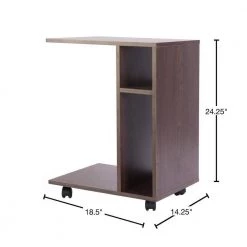 Modern Brown Sofa Side Table with Shelves and Casters by Basicwise -Basicwise Online Shop brown basicwise end side tables qi003550 b 40 1000