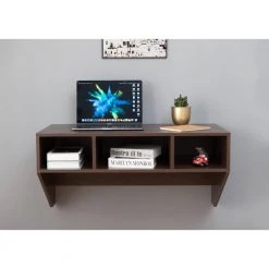 36 in. Rectangular Brown Floating Desk with Shelves by Basicwise -Basicwise Online Shop brown desk basicwise floating desks qi003675b 4f 1000