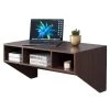 36 in. Rectangular Brown Floating Desk with Shelves by Basicwise