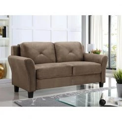 Harvard 31.5 in. Brown Microfiber 2-Seater Loveseat with Round Arms by Lifestyle Solutions -Basicwise Online Shop brown lifestyle solutions loveseats cchrfks2m26brra 31 1000