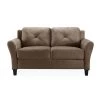 Harvard 31.5 in. Brown Microfiber 2-Seater Loveseat with Round Arms by Lifestyle Solutions