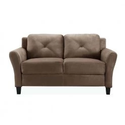 Harvard 31.5 in. Brown Microfiber 2-Seater Loveseat with Round Arms by Lifestyle Solutions