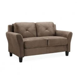 Harvard 31.5 in. Brown Microfiber 2-Seater Loveseat with Round Arms by Lifestyle Solutions -Basicwise Online Shop brown lifestyle solutions loveseats cchrfks2m26brra fa 1000