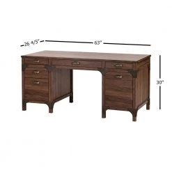 Hanson 63 in. Brown Wood Executive Desk by SAINT BIRCH -Basicwise Online Shop brown saint birch executive desks sblg1205edwn 1f 1000