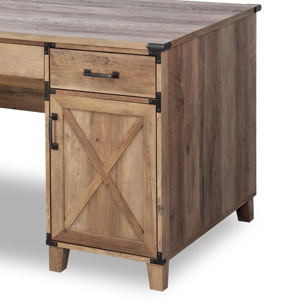 Cambridge 59 in. Brown Wood Pedestal Desk by SAINT BIRCH 5 Cambridge 59 in. Brown Wood Pedestal Desk by SAINT BIRCH - Image 5