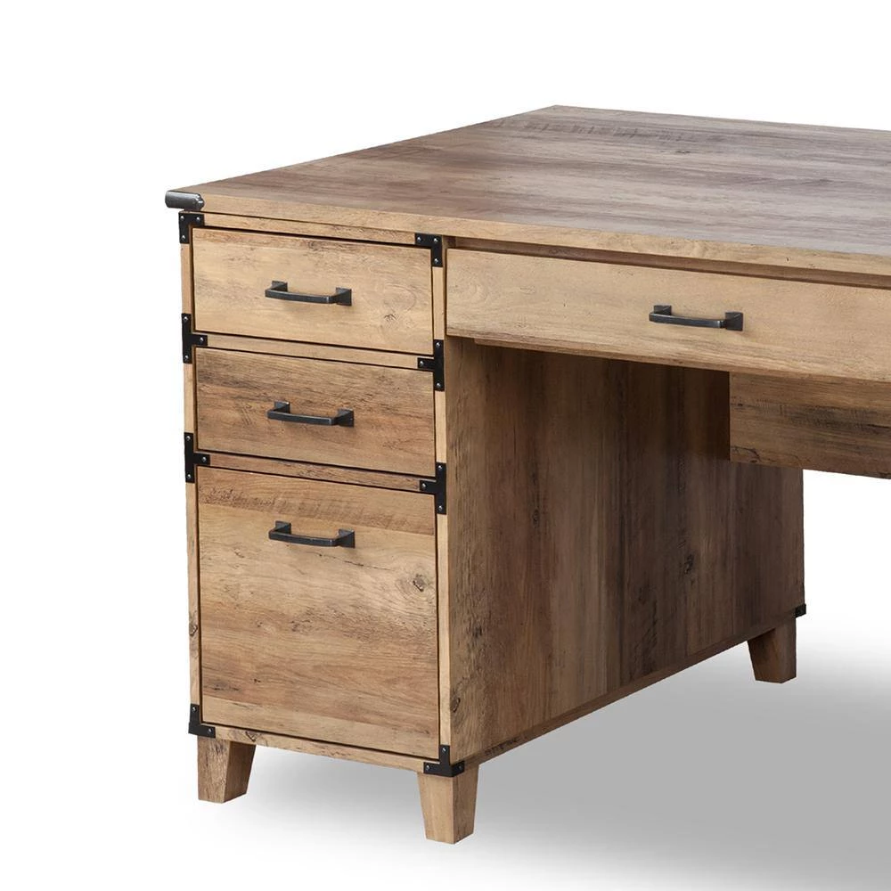 Cambridge 59 in. Brown Wood Pedestal Desk by SAINT BIRCH 4 Cambridge 59 in. Brown Wood Pedestal Desk by SAINT BIRCH - Image 4