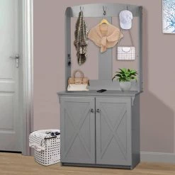 Hawksbury Cape Code Gray Hall Trees With Cabinet by SAINT BIRCH -Basicwise Online Shop cape code gray saint birch hall trees sbgm8620htcg 31 1000
