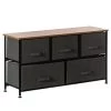 Charcoal Gray 5-Fabric Storage Drawer Unit, Wooden Top Dresser Tower, 2-Sizes Bins by Basicwise