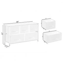 Charcoal Gray 5-Fabric Storage Drawer Unit, Wooden Top Dresser Tower, 2-Sizes Bins by Basicwise -Basicwise Online Shop charcoal gray basicwise accent cabinets qi004114 gy 76 1000