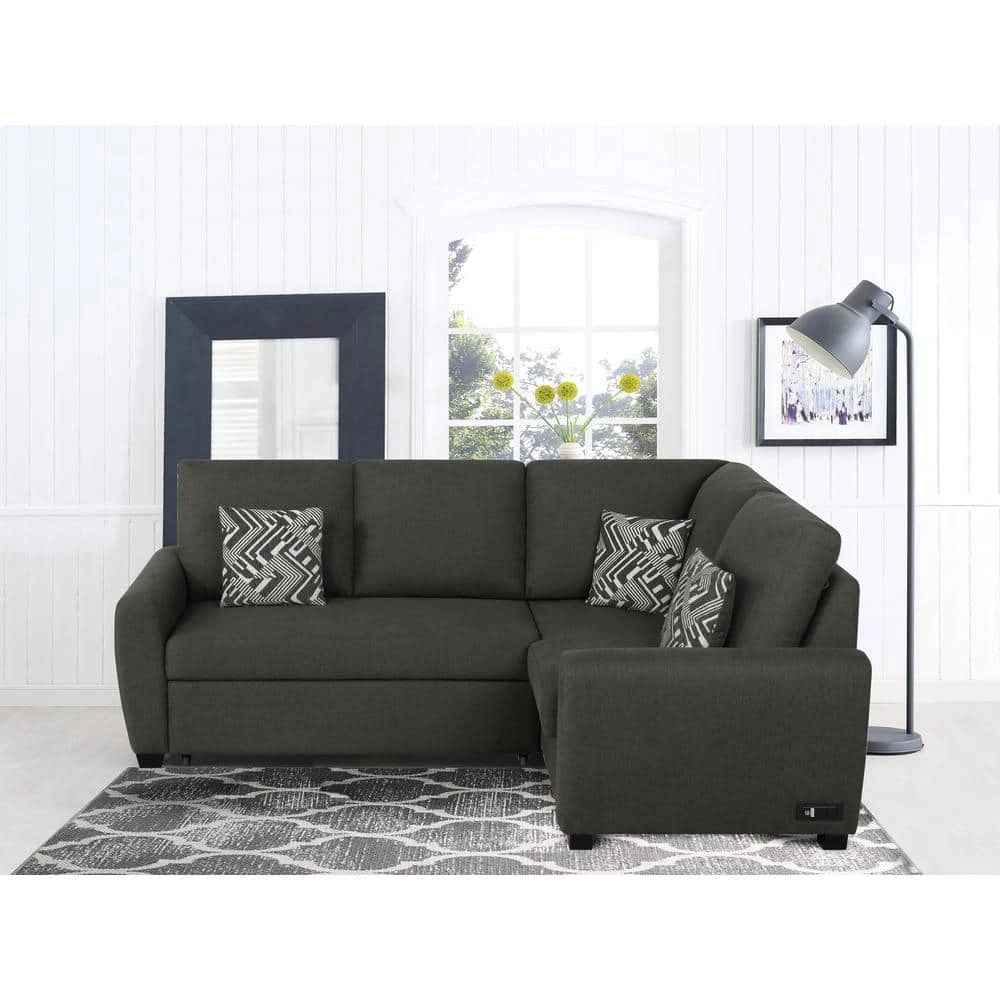 Serta 2-Piece Charcoal Fabric Bali Multifunctional Sectional Sofa with USB and Power by Lifestyle Solutions 3 Serta 2-Piece Charcoal Fabric Bali Multifunctional Sectional Sofa with USB and Power by Lifestyle Solutions - Image 3