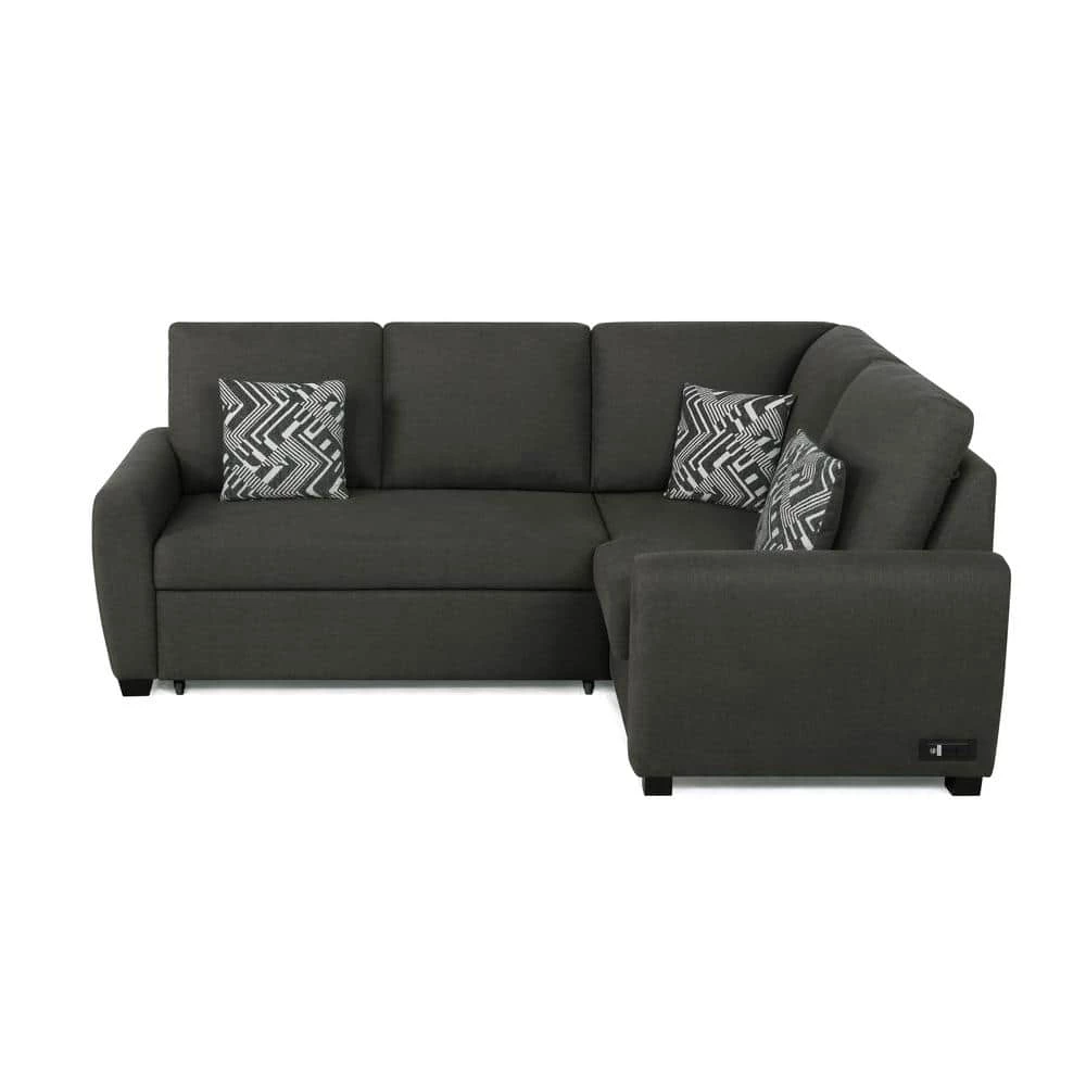 Serta 2-Piece Charcoal Fabric Bali Multifunctional Sectional Sofa with USB and Power by Lifestyle Solutions 2 Serta 2-Piece Charcoal Fabric Bali Multifunctional Sectional Sofa with USB and Power by Lifestyle Solutions - Image 2