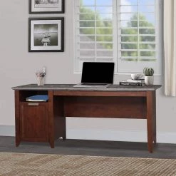 Kenneth 71 in. Rectangular Cherry and Gray Oak Wood 1-Drawer Writing Desk by SAINT BIRCH -Basicwise Online Shop cherry and gray oak saint birch writing desks sbsd1225wdcg 31 1000