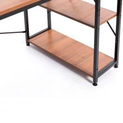 47 in. Cherry Wood and Metal Industrial Home Office Computer Desk with Bookshelves by Basicwise -Basicwise Online Shop cherry basicwise computer desks qi003993 cr 44 1000
