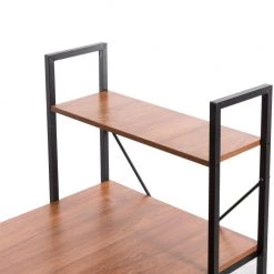 47 in. Cherry Wood and Metal Industrial Home Office Computer Desk with Bookshelves by Basicwise -Basicwise Online Shop cherry basicwise computer desks qi003993 cr fa 1000 1