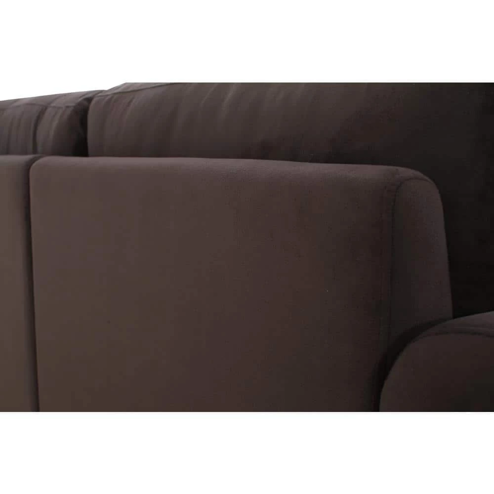 Wesley Coffee Microfiber 3-Seater L-Shaped Left-Facing Sectional Sofa with Rolled Arms by Lifestyle Solutions 5 Wesley Coffee Microfiber 3-Seater L-Shaped Left-Facing Sectional Sofa with Rolled Arms by Lifestyle Solutions - Image 5