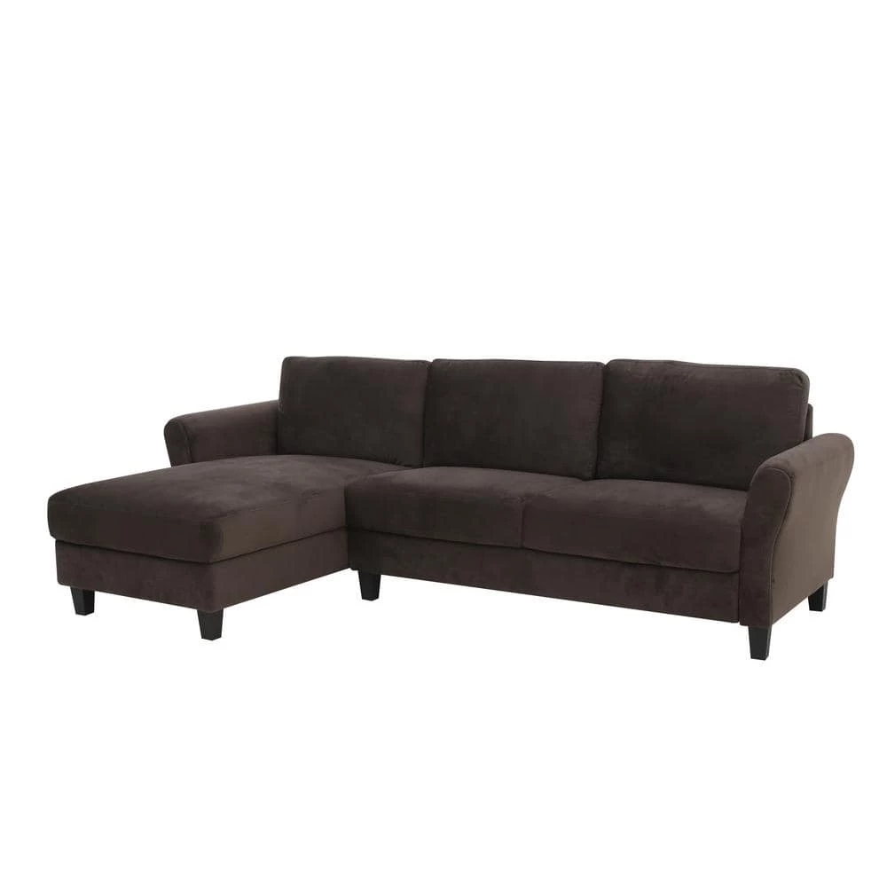 Wesley Coffee Microfiber 3-Seater L-Shaped Left-Facing Sectional Sofa with Rolled Arms by Lifestyle Solutions 4 Wesley Coffee Microfiber 3-Seater L-Shaped Left-Facing Sectional Sofa with Rolled Arms by Lifestyle Solutions - Image 4