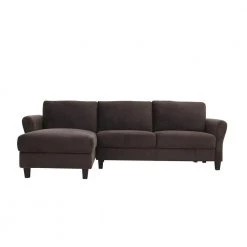 Wesley Coffee Microfiber 3-Seater L-Shaped Left-Facing Sectional Sofa with Rolled Arms by Lifestyle Solutions