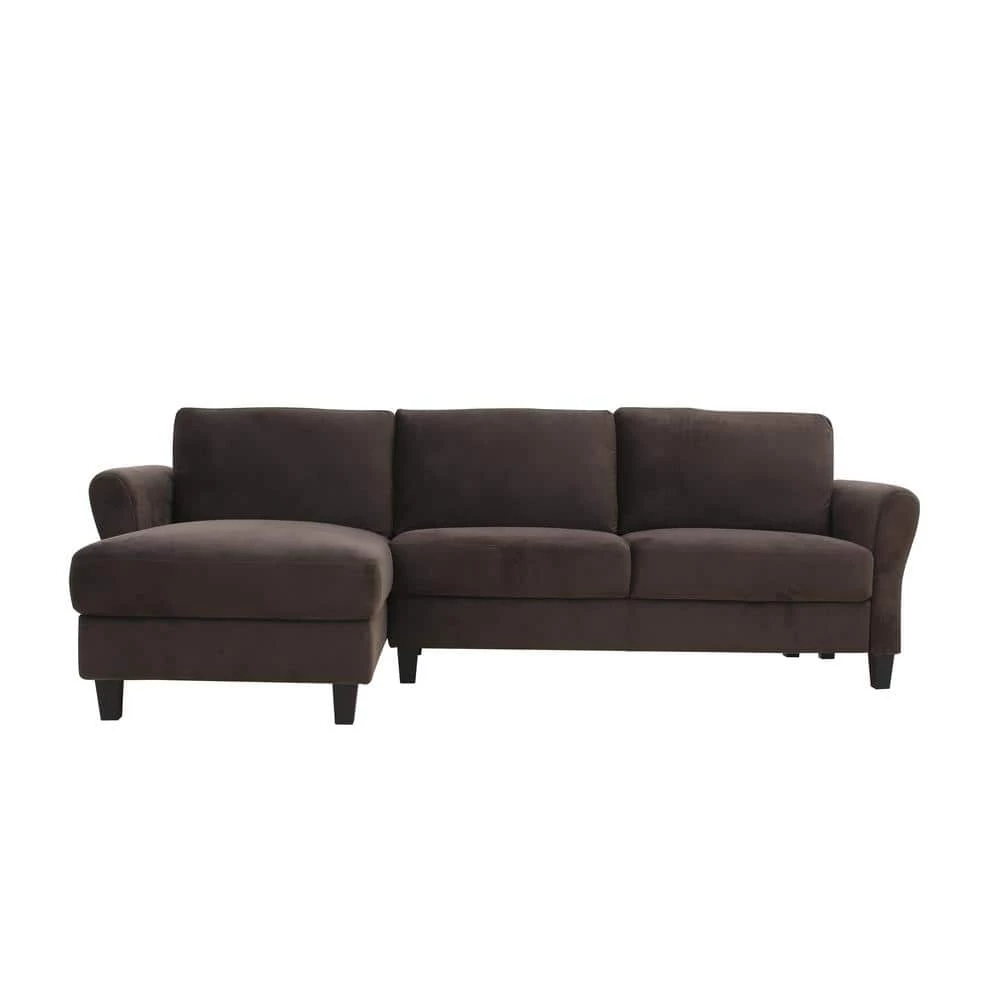 Wesley Coffee Microfiber 3-Seater L-Shaped Left-Facing Sectional Sofa with Rolled Arms by Lifestyle Solutions 1 Wesley Coffee Microfiber 3-Seater L-Shaped Left-Facing Sectional Sofa with Rolled Arms by Lifestyle Solutions