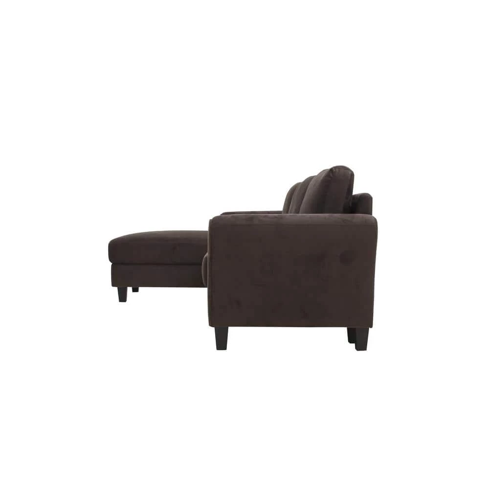 Wesley Coffee Microfiber 3-Seater L-Shaped Left-Facing Sectional Sofa with Rolled Arms by Lifestyle Solutions 2 Wesley Coffee Microfiber 3-Seater L-Shaped Left-Facing Sectional Sofa with Rolled Arms by Lifestyle Solutions - Image 2