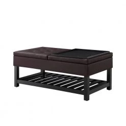 Milaan 44 in. Dark Brown Large Rectangle Wood Coffee Table with Lift Top by Lifestyle Solutions -Basicwise Online Shop dark brown lifestyle solutions coffee tables stfctp3003b 1f 1000