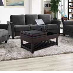 Milaan 44 in. Dark Brown Large Rectangle Wood Coffee Table with Lift Top by Lifestyle Solutions -Basicwise Online Shop dark brown lifestyle solutions coffee tables stfctp3003b 31 1000