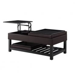 Milaan 44 in. Dark Brown Large Rectangle Wood Coffee Table with Lift Top by Lifestyle Solutions -Basicwise Online Shop dark brown lifestyle solutions coffee tables stfctp3003b 4f 1000