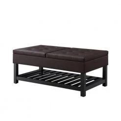 Milaan 44 in. Dark Brown Large Rectangle Wood Coffee Table with Lift Top by Lifestyle Solutions
