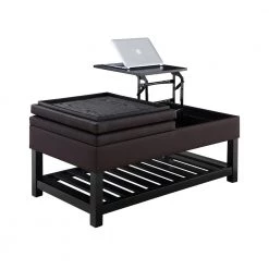 Milaan 44 in. Dark Brown Large Rectangle Wood Coffee Table with Lift Top by Lifestyle Solutions -Basicwise Online Shop dark brown lifestyle solutions coffee tables stfctp3003b 76 1000