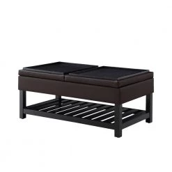 Milaan 44 in. Dark Brown Large Rectangle Wood Coffee Table with Lift Top by Lifestyle Solutions -Basicwise Online Shop dark brown lifestyle solutions coffee tables stfctp3003b fa 1000