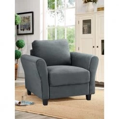 Wesley Dark Grey Microfiber with Rolled Arm Chair by Lifestyle Solutions -Basicwise Online Shop dark grey lifestyle solutions accent chairs ccwenks1m26dgra 31 1000