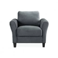 Wesley Dark Grey Microfiber with Rolled Arm Chair by Lifestyle Solutions