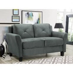 Harvard 56.3 in. Dark Grey Microfiber 2-Seater Loveseat with Round Arms by Lifestyle Solutions -Basicwise Online Shop dark grey lifestyle solutions loveseats cchrfks2m26dgra 31 1000