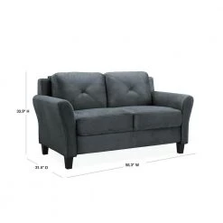 Harvard 56.3 in. Dark Grey Microfiber 2-Seater Loveseat with Round Arms by Lifestyle Solutions -Basicwise Online Shop dark grey lifestyle solutions loveseats cchrfks2m26dgra 40 1000