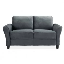 Wesley 31.5 in. Dark Grey Microfiber 2-Seater Loveseat with Round Arms by Lifestyle Solutions