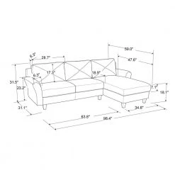 Harvard Dark Gray Microfiber 3-Seater L-Shaped Right-Facing Sectional Sofa with Rolled Arms by Lifestyle Solutions 14 Harvard Dark Gray Microfiber 3-Seater L-Shaped Right-Facing Sectional Sofa with Rolled Arms by Lifestyle Solutions -Basicwise Online Shop dark grey lifestyle solutions sectional sofas hrf sect dgra 44 1000