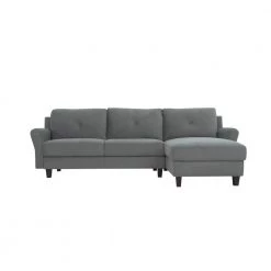 Harvard Dark Gray Microfiber 3-Seater L-Shaped Right-Facing Sectional Sofa with Rolled Arms by Lifestyle Solutions