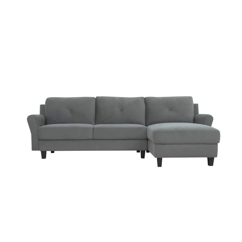 Harvard Dark Gray Microfiber 3-Seater L-Shaped Right-Facing Sectional Sofa with Rolled Arms by Lifestyle Solutions 1 Harvard Dark Gray Microfiber 3-Seater L-Shaped Right-Facing Sectional Sofa with Rolled Arms by Lifestyle Solutions