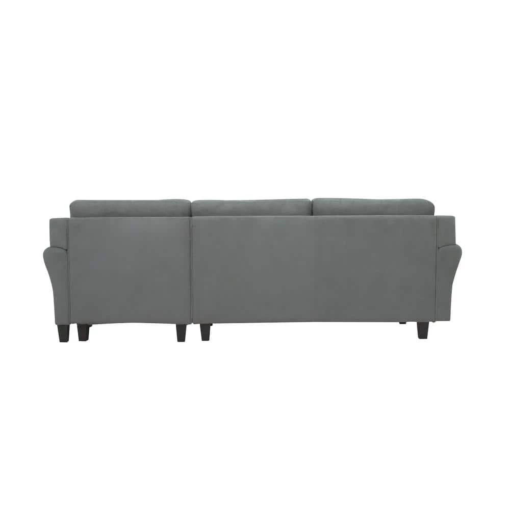 Harvard Dark Gray Microfiber 3-Seater L-Shaped Right-Facing Sectional Sofa with Rolled Arms by Lifestyle Solutions 3 Harvard Dark Gray Microfiber 3-Seater L-Shaped Right-Facing Sectional Sofa with Rolled Arms by Lifestyle Solutions - Image 3